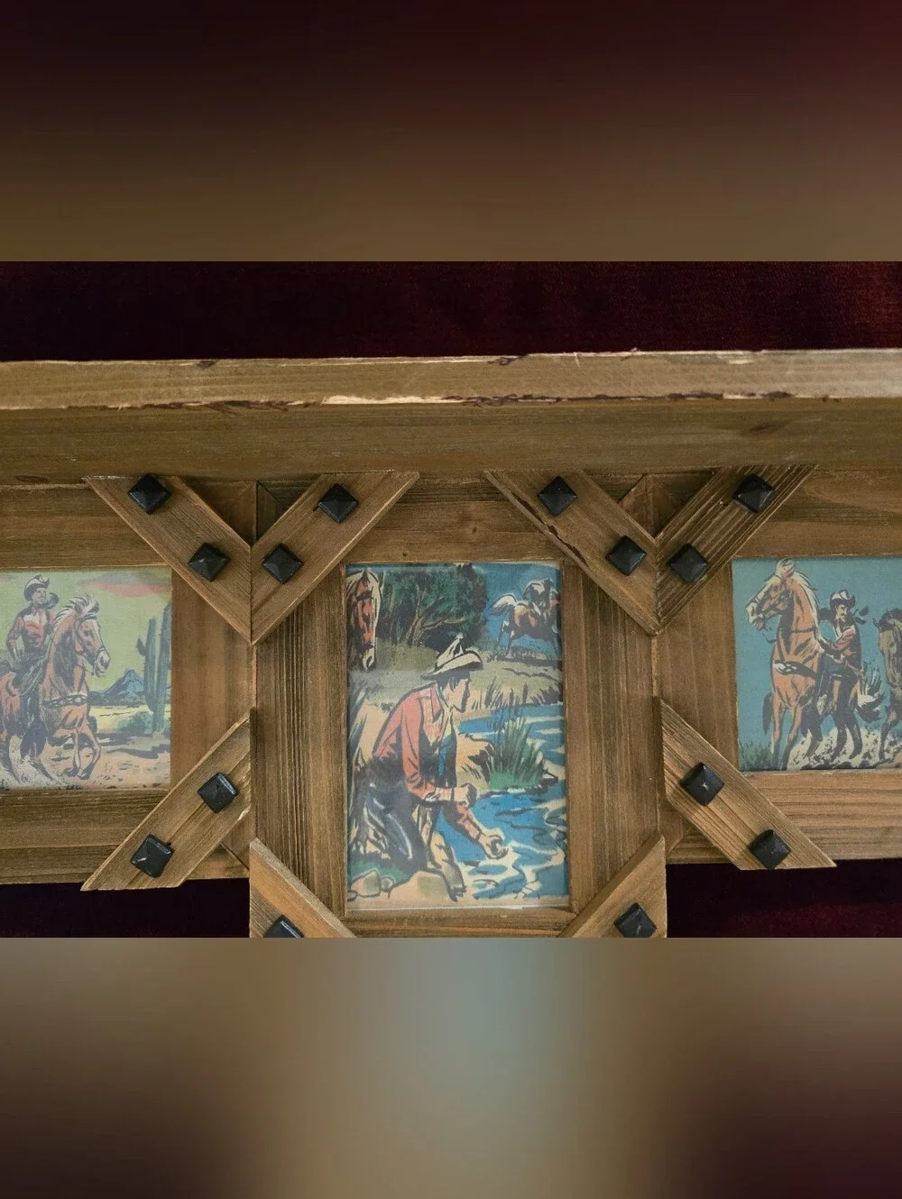 Vintage Style Rustic Wooden Cowboy Shadow Box Wall Shelf 26